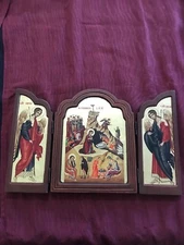 ORTHODOX ICON GREECE BYZANTINEHAND MADE SERIGRAPHY 19X32 CM