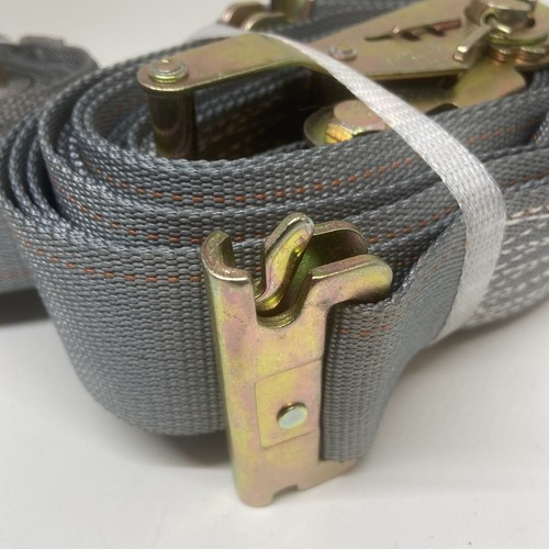 E-Track Ratchet Tie Down Straps (2 PACK) Enclosed Truck Trailer Straps - Picture 2 of 6