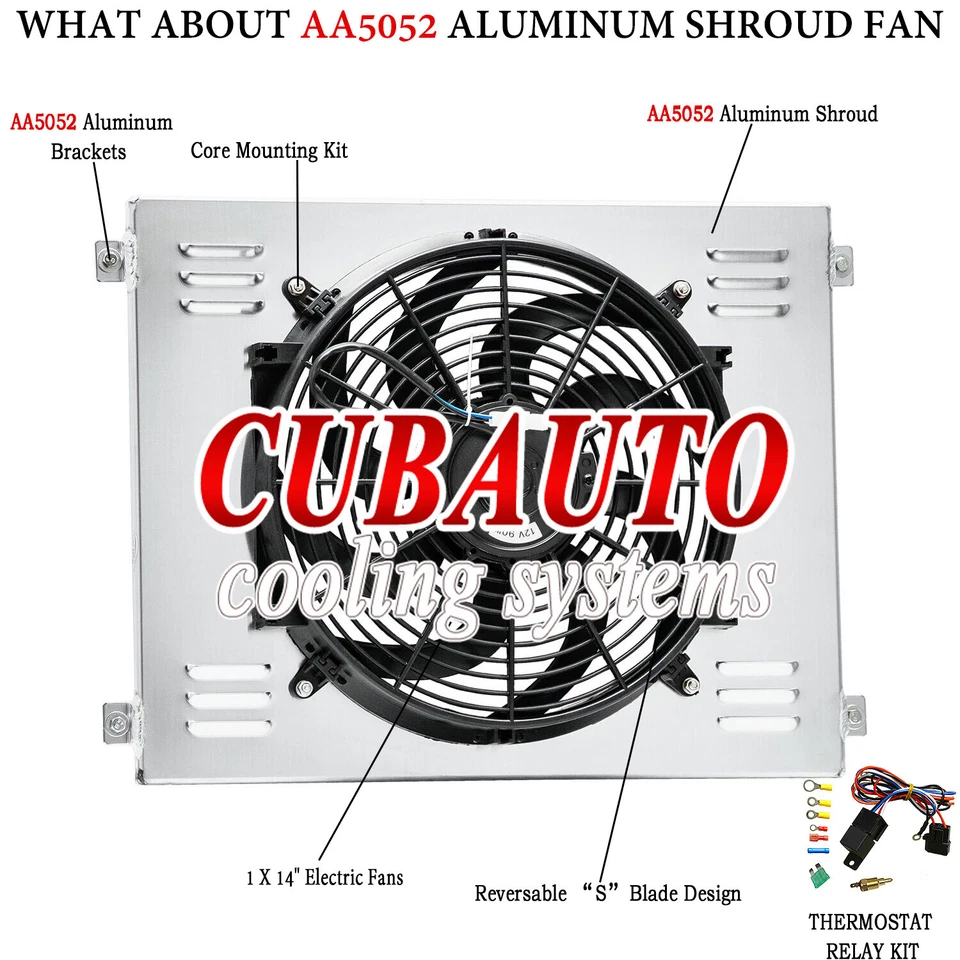 Aluminum Shroud & 14" Fan & Relay For 1968-1973 Dodge Dart Plymouth Duster AT Foto 2 de 4