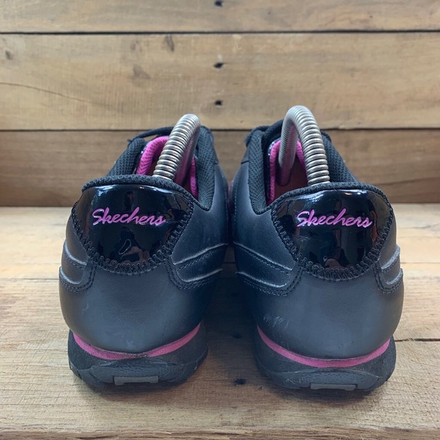 Skechers Womens Biker Fiesta Sneakers Black Leather 22285 Lace Up Low Top 11 | eBay