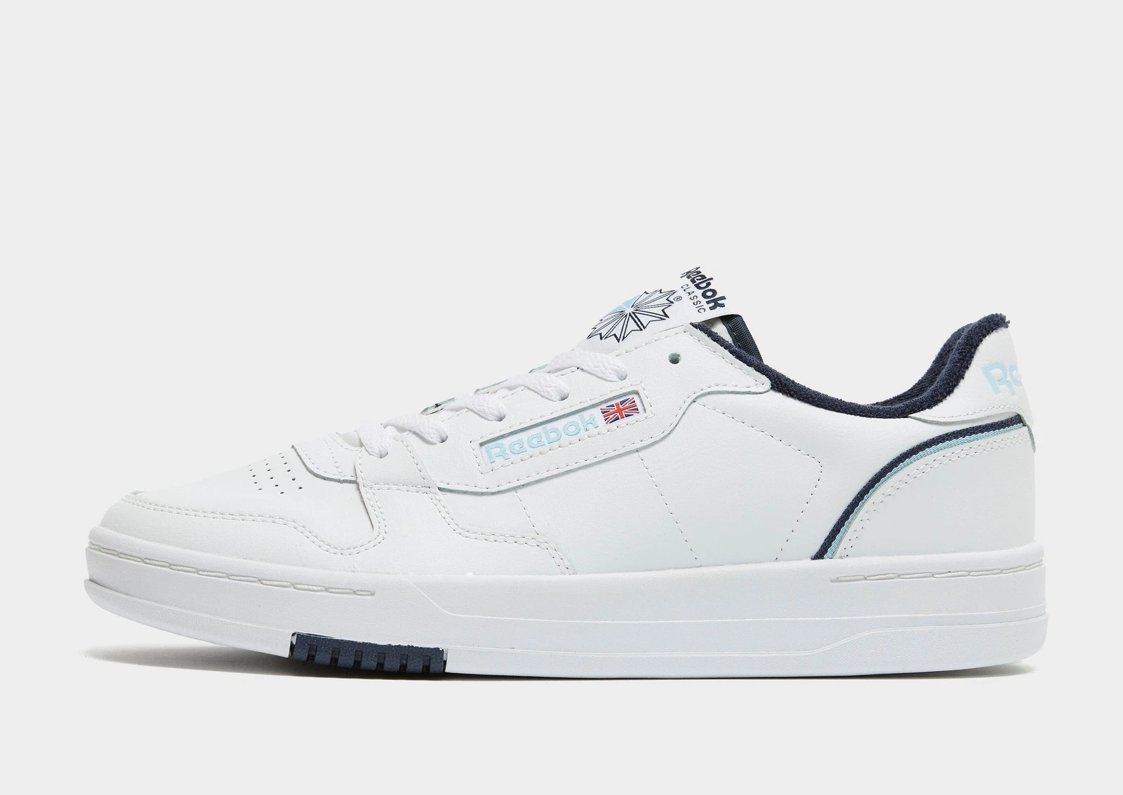 Authentic Reebok Phase Court ® ( Men Sizes: UK 9.5 - 11 ) White / Navy-Blue
