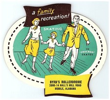 Vintage Byrd's Rollerdrome Mobile AL Roller Skating Label A Family Recreation