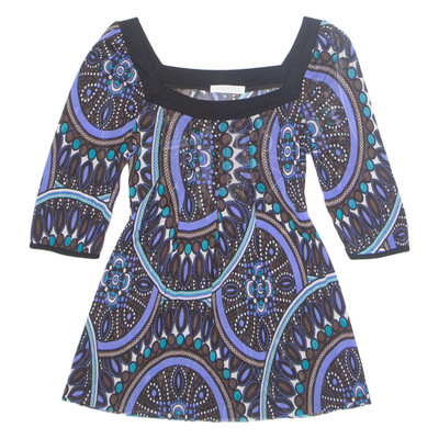 PROMOD transparentes Damen bedrucktes Top blau 3/4 Arm geblümt S