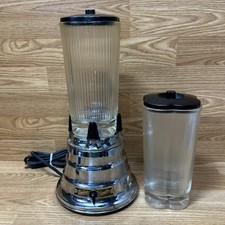 Vintage MCM Waring Blender 702 Chrome Beehive Pyrex 2 Pitchers Clover Leaf WORKS