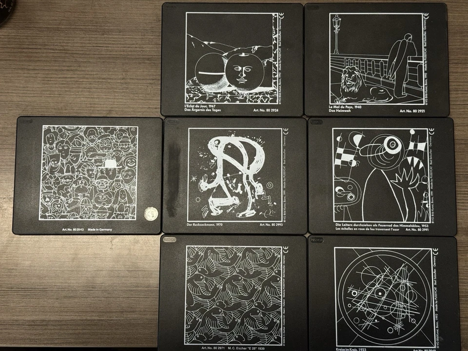 Rompecabezas de diapositivas artísticas Pussycat x7 MC Escher, Miró, Kadinsky, Magritte; hecho en Alemania Foto 2 de 4