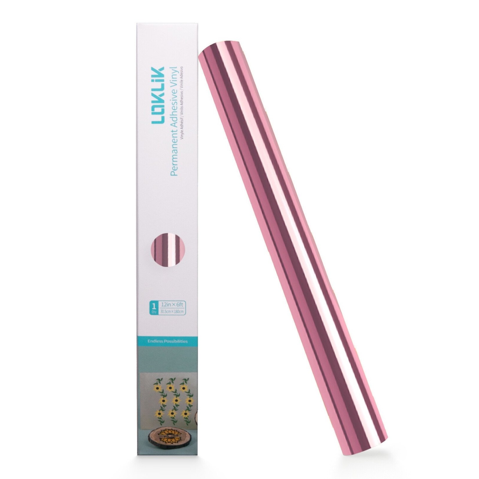 LOKLiK vinile adesivo permanente Oro Rosa Specchiato 30,5cm x 1,8 metri