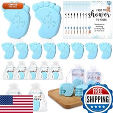 Dimsile 50 Sets Baby Shower Soap Favors - Mini Handmade Footprint Scented Soap