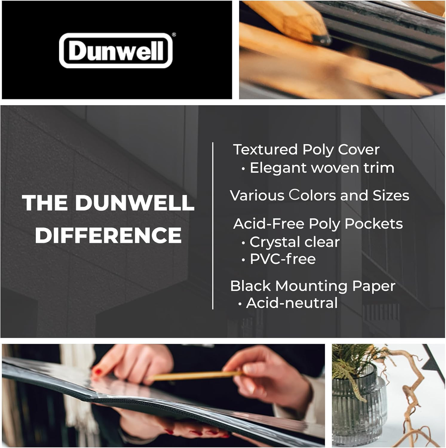 Dunwell 11X14 Art Portfolio Binder with Mounting Paper (Black), Large Portfolio 