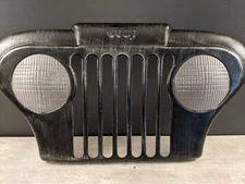 Open Road JEEP Grill & Headlight Wall Hanging Decor Metal 25" X 13.25" Black