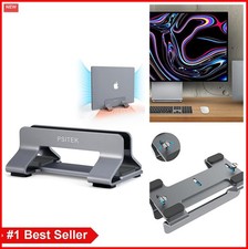 Aluminum Vertical Laptop Stand Adjustable Slot Width 12-42mm Space-Saving Heat
