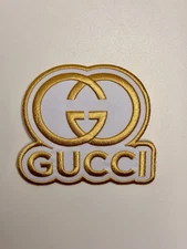 Designer Logo Patch - Fashion Designer Iron Patch - Light Gold 3 x 3.5 inches