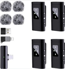 Pro 4 Wireless Lavalier Microphone for iPhone Android Phone Computer, Mini Mic