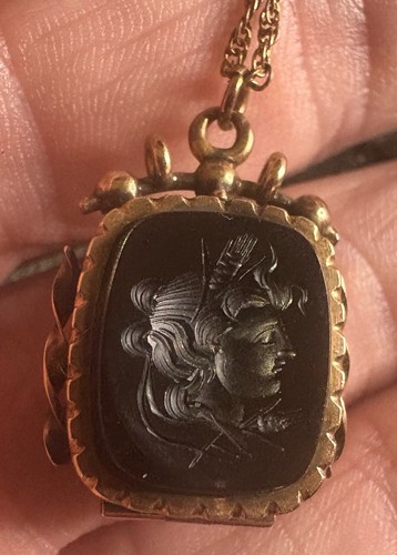 Antique/Victorian Two Sided Photo Locket Pendant Black Onyx (See Description) - Picture 2 of 9