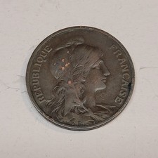 1913 Bronze France 5 Centimes 5c 