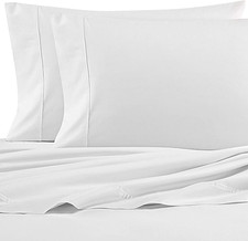 King Cotton Percale Sheet Set - Crisp, Cool Breathable Bedding in White