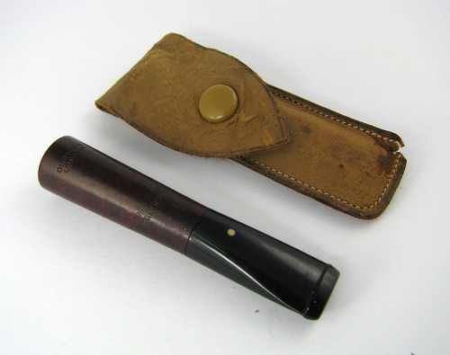 Alfred Dunhill CIGARETTE HOLDER BAKELITE&WOOD DUNHILL LEATHER POUCH London c1915