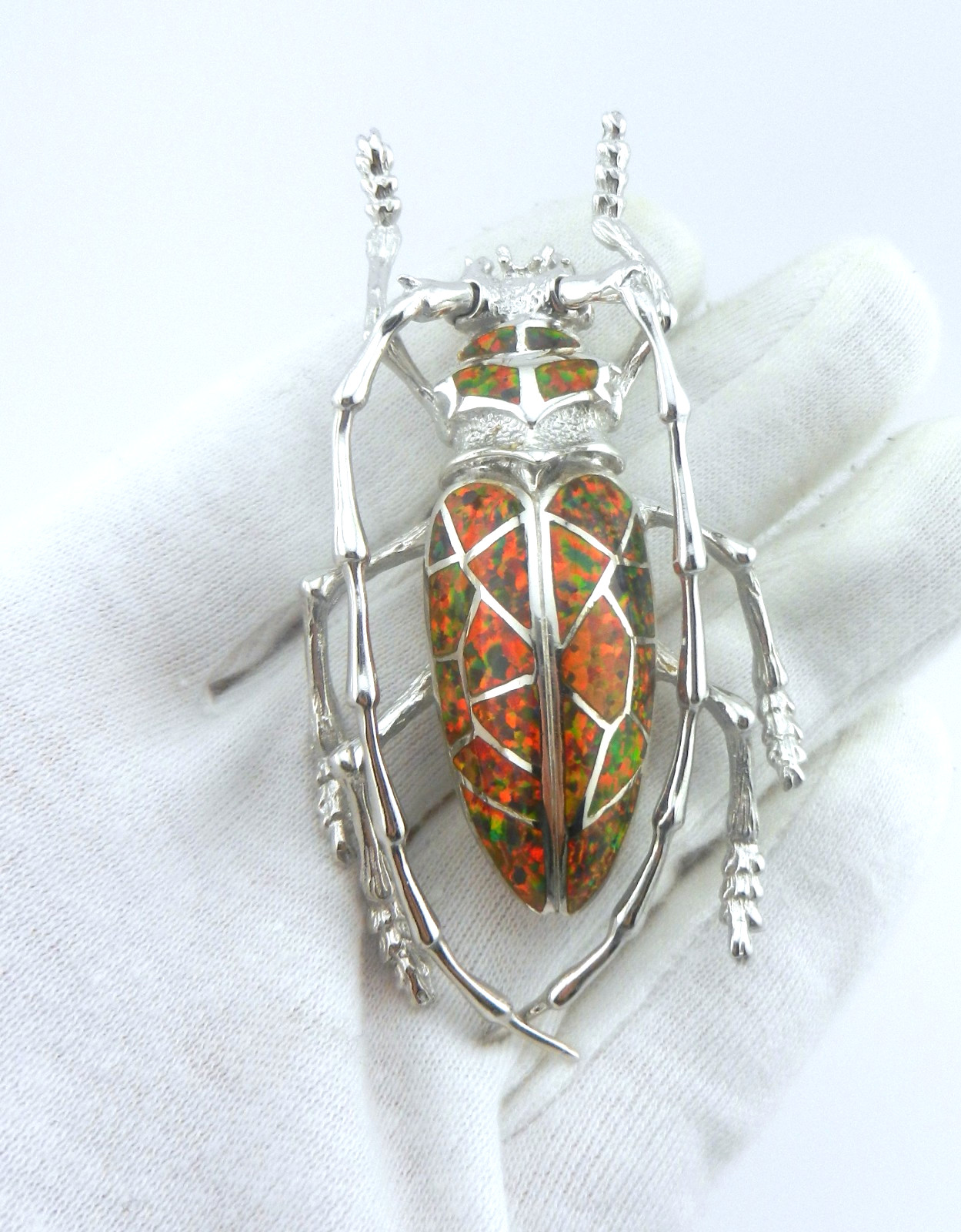 Kovel Large Beetle Pin Solid Sterling Silver 3D P… - image 1