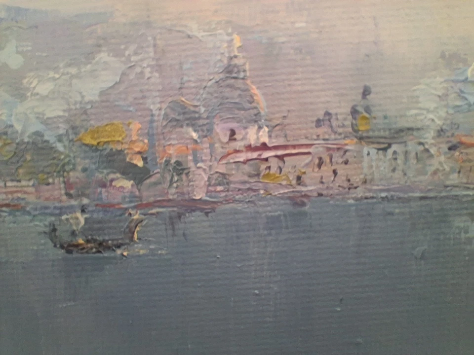 original painting-oil  canvas-romance -impressionist-venice-italy-romance-sunset - Image 4 of 4