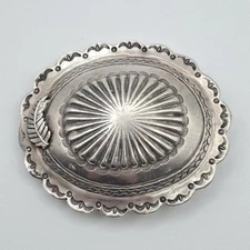 Vintage Old Pawn 925 Sterling Silver Large Oval Concho Stamped 2" Belt Buckle