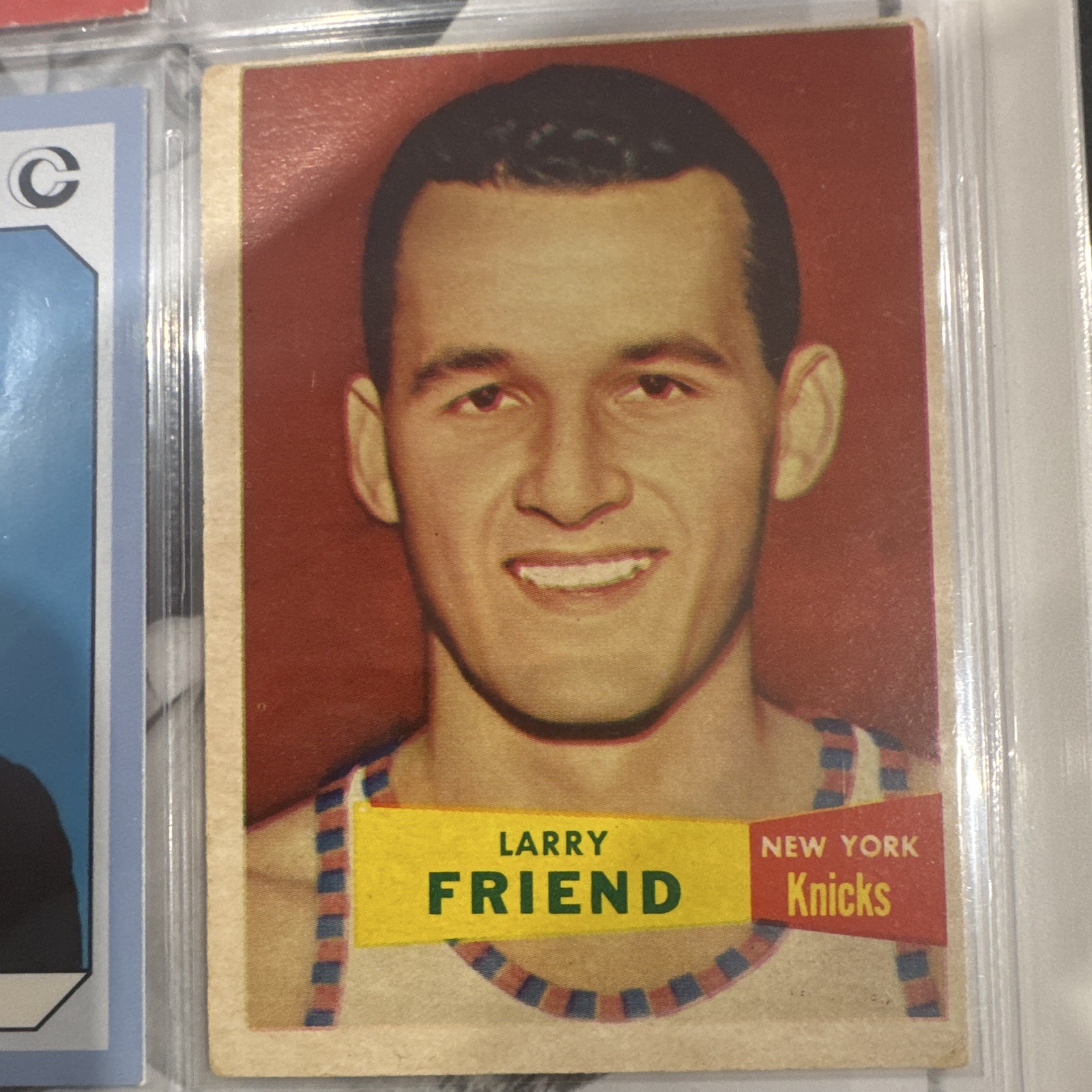 Vintage Topps 1957-58 Larry Friend #47 New York Knicks PSA NBA Card view 2