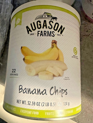 Augason Farms Banana Chips 2 lbs 1 oz #10 Cans, Emergency Long Term Food 2032