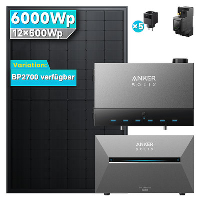 Balkonkraftwerk 6000W mit Speicher Anker Solix Power Dock Solarbank3 Multisystem