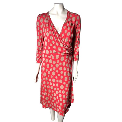 Vestido Boden Rosebery Lunares Envolvente Midi Coral Tostado Talla EE. UU. 16R Carrera Trabajo Informal - Imagen 2 de 11