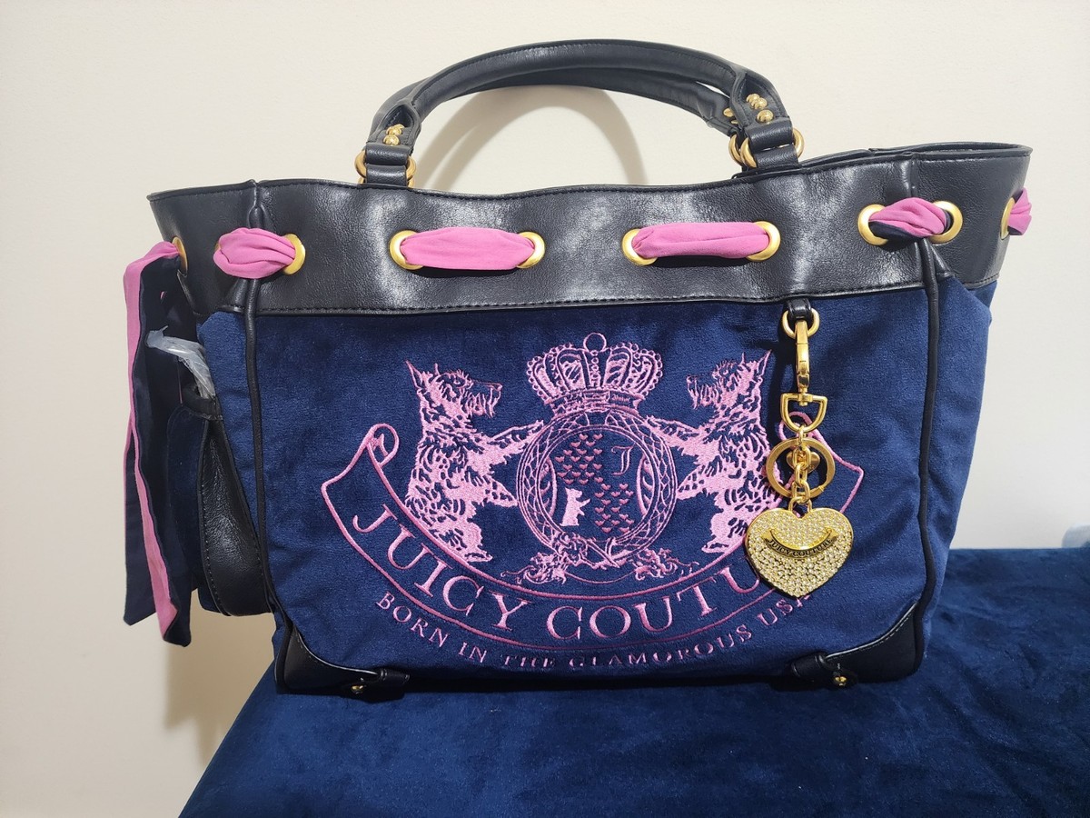 JUICY COUTURE ネイビー ハンドバッグ Juicy Couture Navy blue & Hot Pink Heritage scottie twin dog
