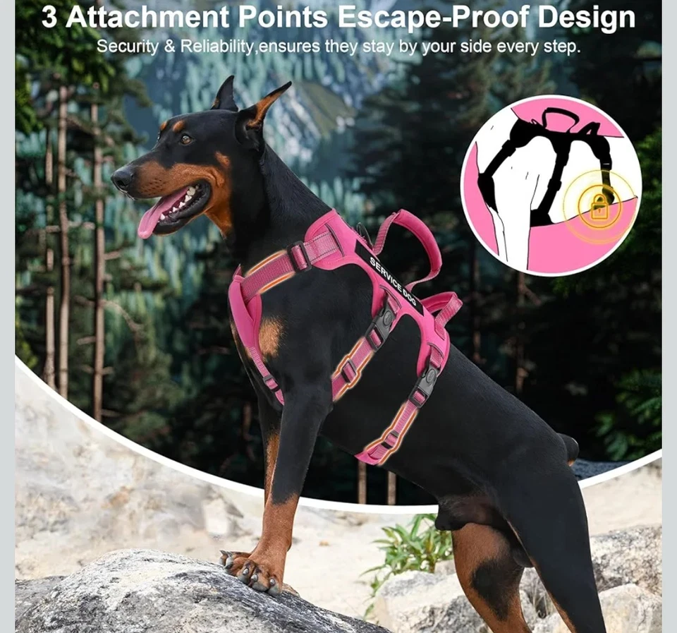 Escape Proof Dog Harness for Small Medium Dogs Six Point Adjustable (S/M) Pink - Image 2 of 4
