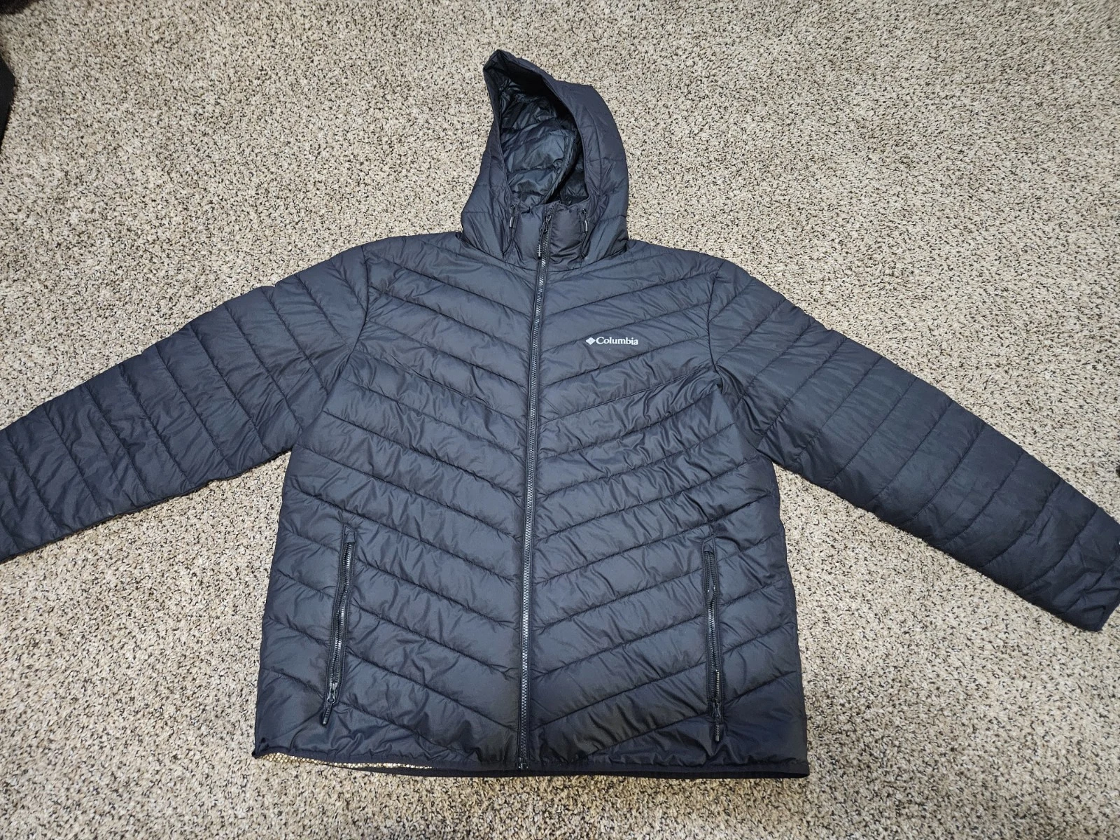 Men’s Columbia Eddie Gorge Quilted Puffer Jacket Black Sz 2XL Hiking