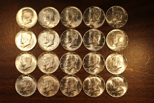 1964 P Kennedy 90% Silver Half Dollar Roll of 20 Coins Choice To GEM BU
