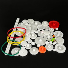 60PCS Small Gear Kit Plastic Gears Belt Pulley Single Gear Spindle Gear Small Mo