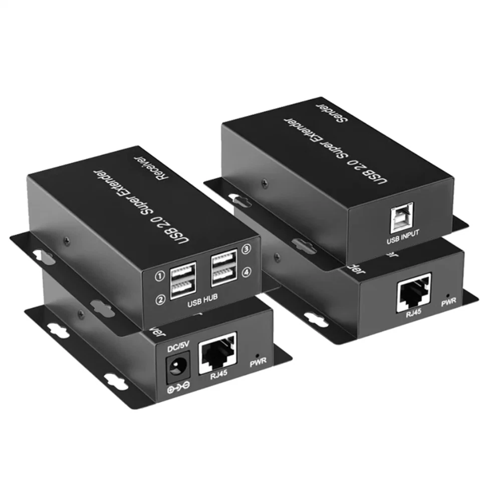 50m 4-Port USB 2.0 Ethernet Extender RJ45 Network LAN Over Cat5e/6/7 Transmitter - Image 2 of 4