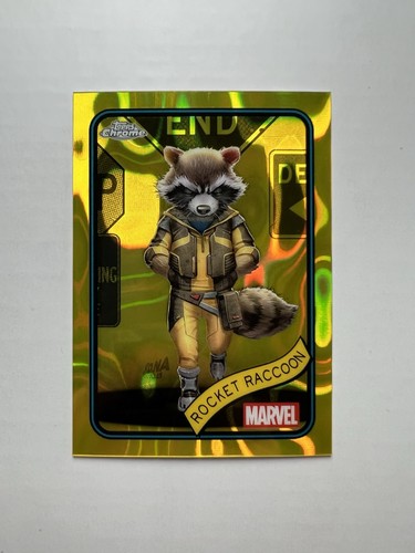 2025 Topps Chrome Marvel - Rocket Raccoon #120 Yellow Lava Refractor