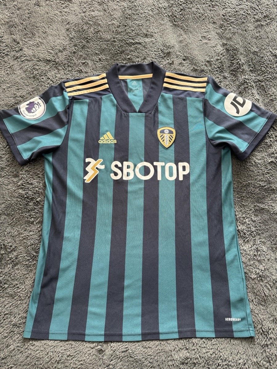 Authentic Leeds United Adidas Away Shirt Blue/Green 2020/21 Size