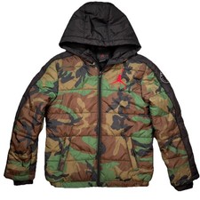 Nike Air Jordan Jumpman Camo Boys Puffer Jacket Full Zip Hooded Youth Large