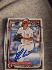 LUKE HOLMAN SIGNED 1ST BOWMAN RC BBC CINCINNATI REDS PITCHER AUTOGRAPH PROSPECT