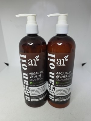 Argan Oil Shampoo & Conditioner  Sulfate-Free Formula Aloe/Shea Butter 16 Oz ea.