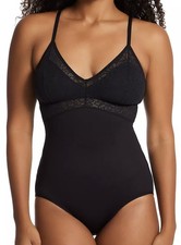 MAIDENFORM Cool Comfort Tame Your Tummy Black Firm Lace Bodysuit Womens S M L XL
