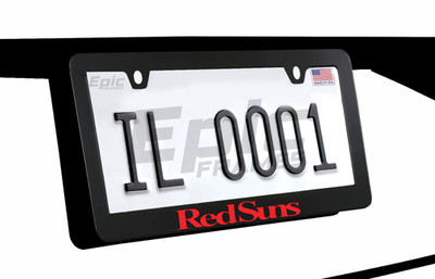 Red Sun Initial D Drifting Group Logo Black Premium Metal License Plate Frame