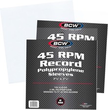 BCW 45 RPM Record Sleeves - 200 Count Fits Standard 7 Inch Single 45s