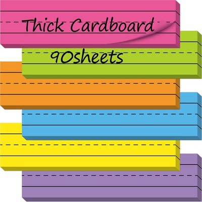 90 Pack Sentence Strips Ruled Rainbow 6 Colors 12x3 Inch Learning Tool