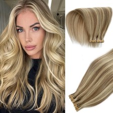 Blonde Tape-In Human Hair Extensions - Dark Dirty Blonde Remy