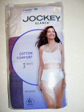 3 Pair Womens Jockey Elance Cotton Comfort Briefs - Size 7 L - New in Pkg.