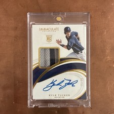 Panini 2019 Immaculate Kyle Tucker Rookie Patch Auto /99 Card #28 Astros. rookie card picture