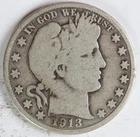 VG 1913 S Barber Half Dollar