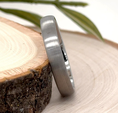 4mm Silver Tungsten Carbide Christmas Ring Matte Polished Finish Engraved Band
