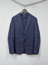 Ravazzolo Ermenegildo Zegna Men s Blazer Wool Silk Cashmere Check Blue Size 48/M