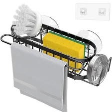 Space-Saving Sink Caddy Organizer, Stainless Steel Sponge and Scrubber Holder
