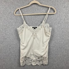 Express Camisole Womens XS White Lace Trim Spaghetti Strap V Neck Tank Cami Top